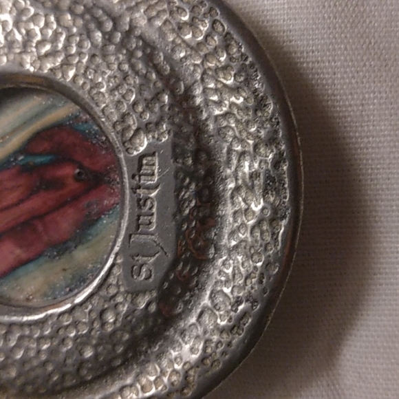 Vintage St Justin Cherry Creek Jasper Pewter Pendant - Picture 3 of 3